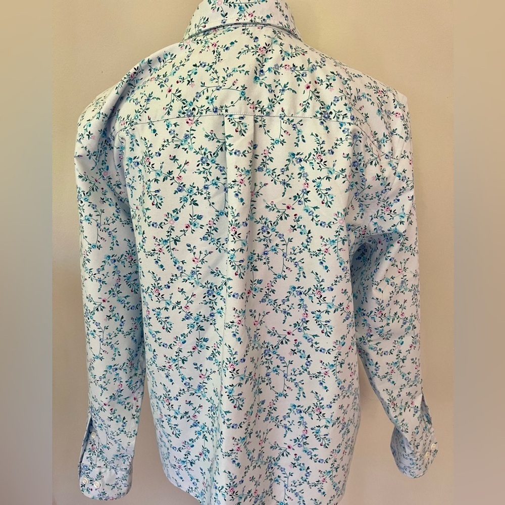 Cabin Creek Aqua Floral Button Down | Size 12P | Like New | Discontinued - Picture 5 of 12